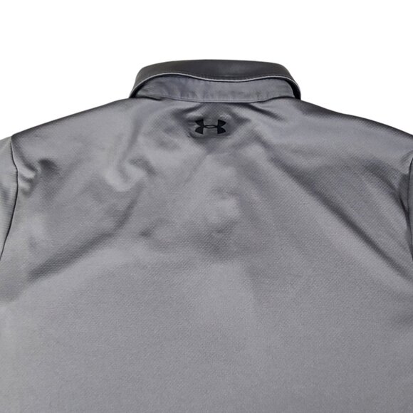 Under Armour Mens Large Polo Shirt Loose Heatgear Gray Short Sleeve Soft - Picture 5 of 7